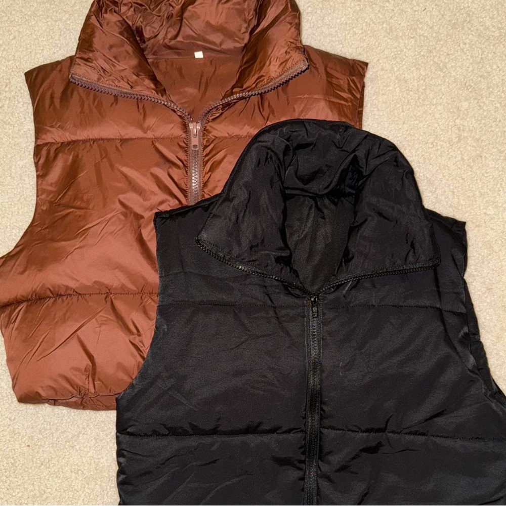 Amazon Women's Puffer Vests - Black and Brown